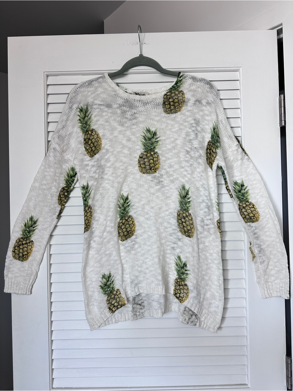 Show Me Your MuMu Varsity Pineapple Paradise Lightweight Knit Sweater Size S